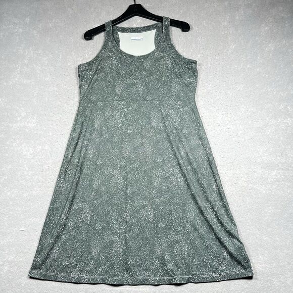 Columbia Cold Bay Dress Womens Size Large Green Splatter Print Sleeveless - Picture 1 of 11